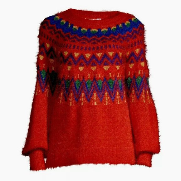 Time And Tru Women's Fair Isle Pullover Sweater - Picture 1 of 5